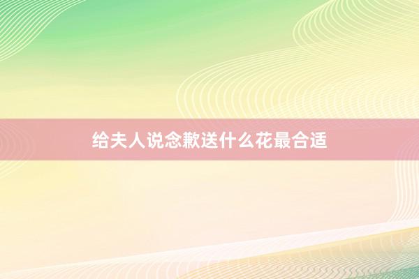 给夫人说念歉送什么花最合适